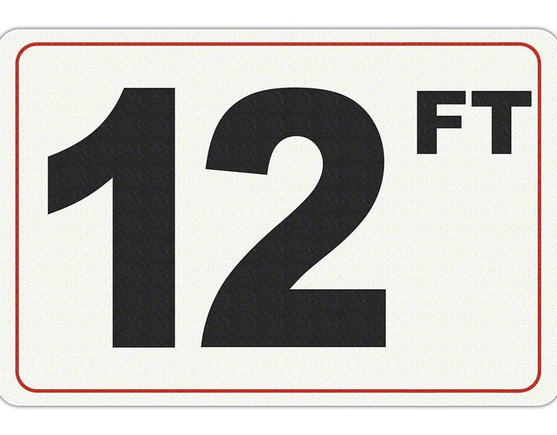 12 FT - Adhesive Depth Marker - 9 Inch x 6 Inch with 4 Inch Lettering