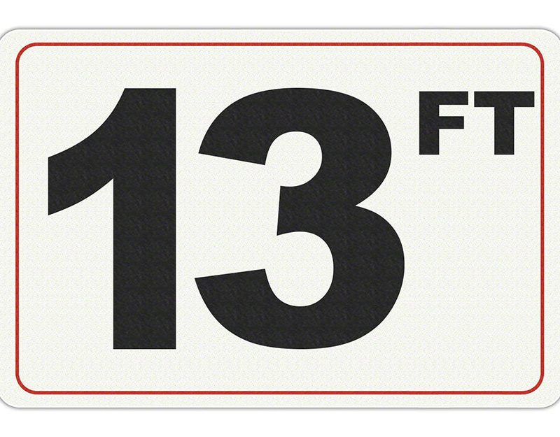 13 FT - Adhesive Depth Marker - 9 Inch x 6 Inch with 4 Inch Lettering