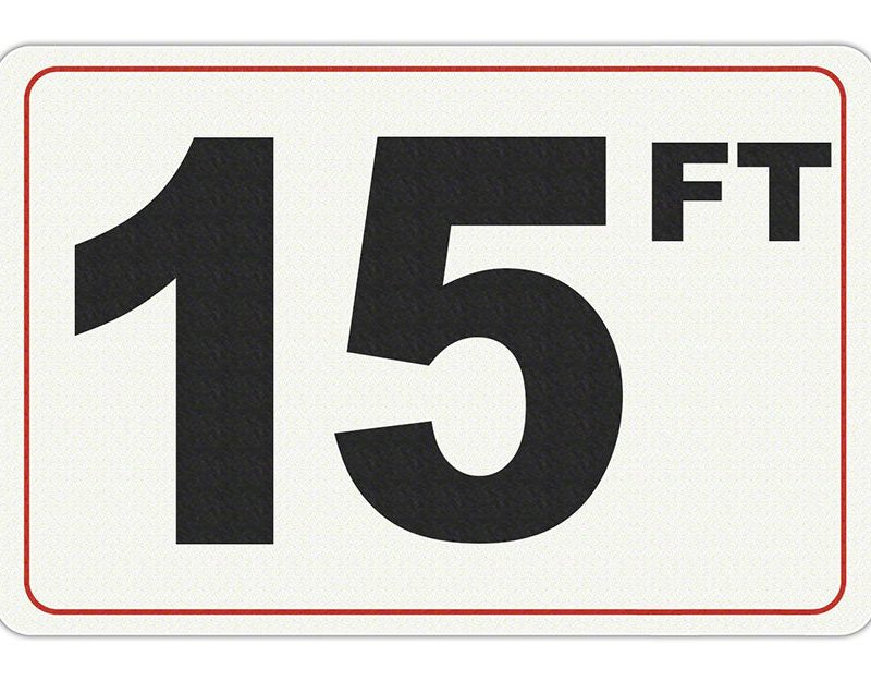 15 FT - Adhesive Depth Marker - 9 Inch x 6 Inch with 4 Inch Lettering
