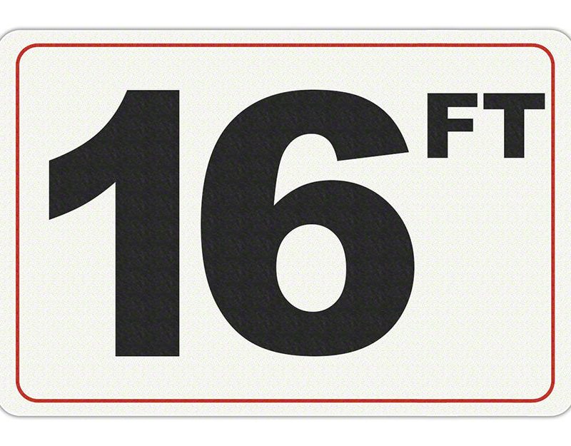 16 FT - Adhesive Depth Marker - 9 Inch x 6 Inch with 4 Inch Lettering