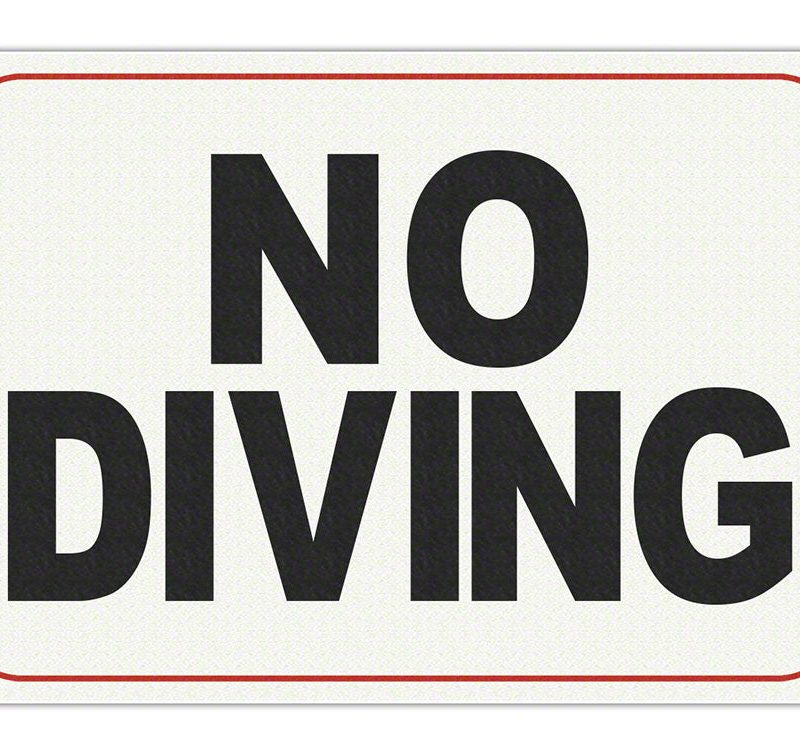 NO DIVING Message - Adhesive Depth Marker - 9 Inch x 6 Inch