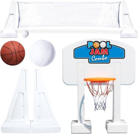 Pool Jam™ 2 in 1 Basketball/Volleyball Game for Inground Pools