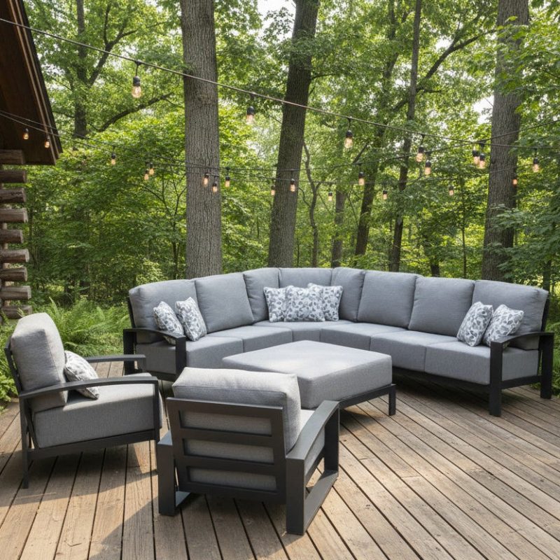 Saddlebrook Cushioned Patio Sectional Deep Seating Sets