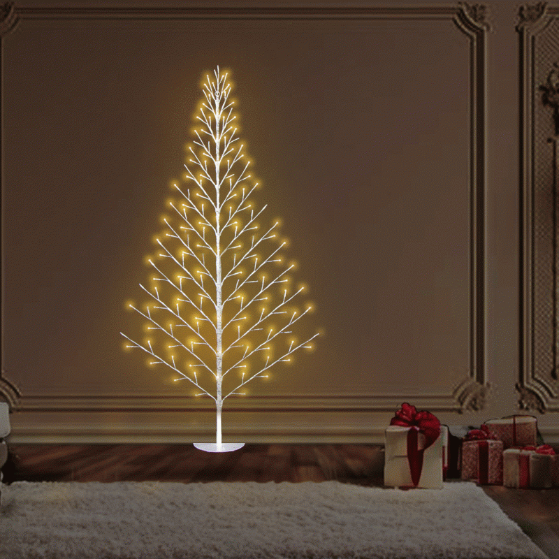 Birch Wall Tree with Twinkling Warm White LED Lights